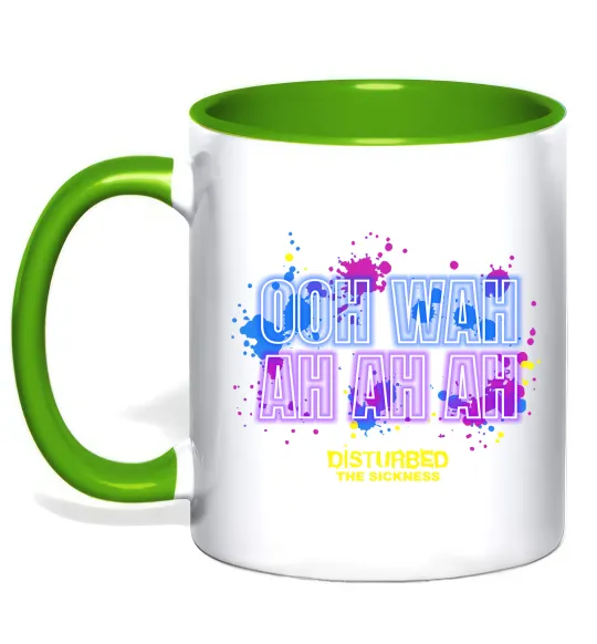Чашка с цветной ручкой Disturbed Ooh wah ah ah ah Лаймовый фото