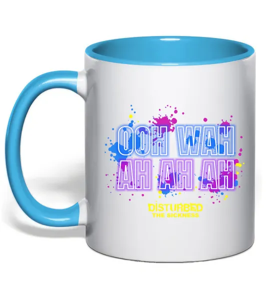 Чашка з кольоровою ручкою Disturbed Ooh wah ah ah ah Блакитний фото