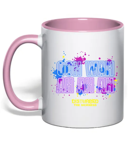 Чашка з кольоровою ручкою Disturbed Ooh wah ah ah ah Ніжно рожевий фото