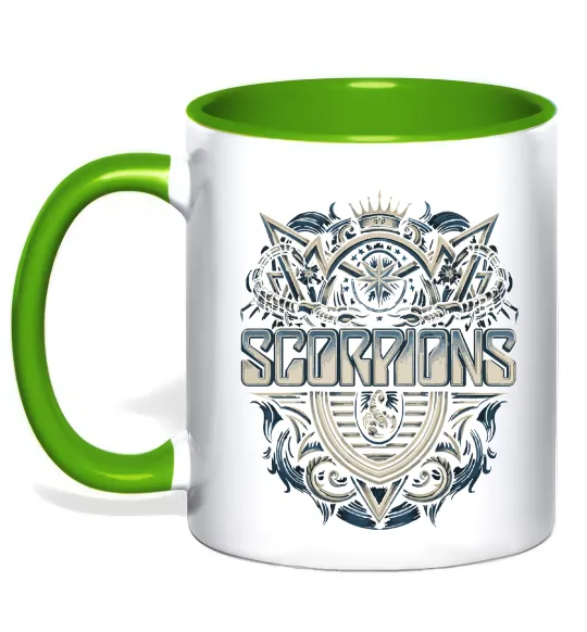 Чашка з кольоровою ручкою Scorpions art Зелений фото