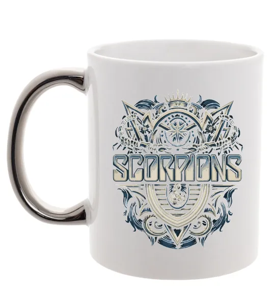 Чашка з кольоровою ручкою Scorpions art Срібло фото