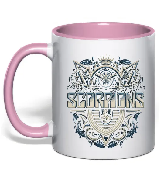 Чашка з кольоровою ручкою Scorpions art Ніжно рожевий фото