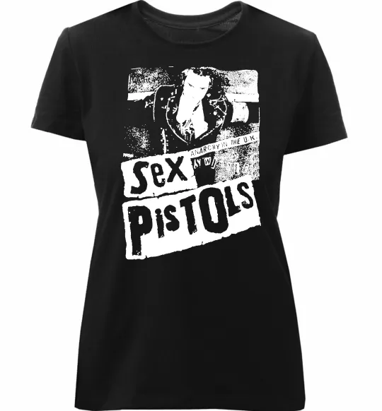 Женская премиум футболка Sex Pistols Anarchy Черный фото