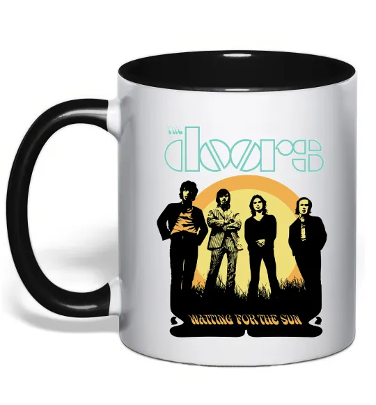 Чашка з кольоровою ручкою The Doors waiting for the sun Чорний фото