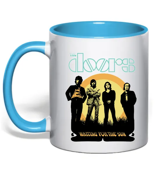 Чашка з кольоровою ручкою The Doors waiting for the sun Блакитний фото