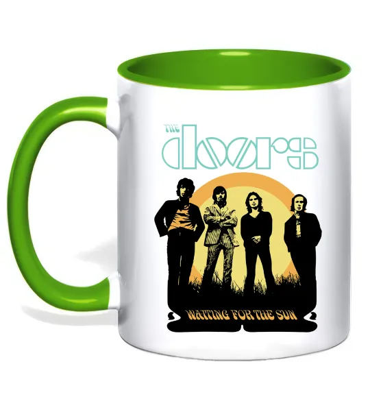 Чашка з кольоровою ручкою The Doors waiting for the sun Зелений фото