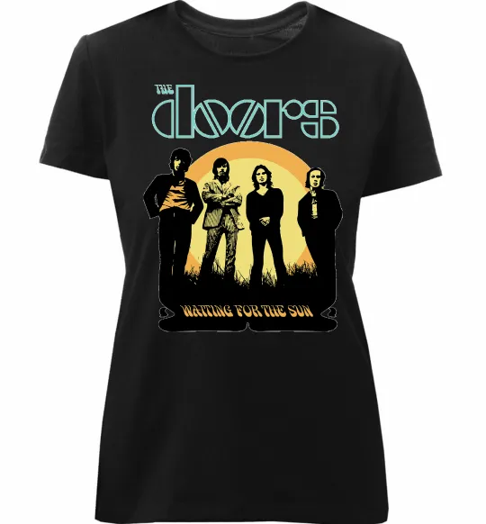 Женская премиум футболка The Doors waiting for the sun Черный фото