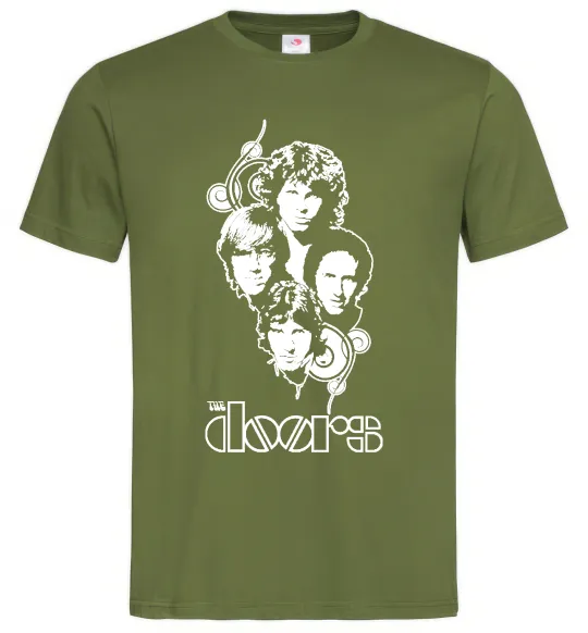 Мужская футболка The Doors band Оливковый фото