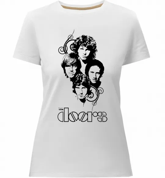 Жіноча преміум футболка The Doors band Білий фото