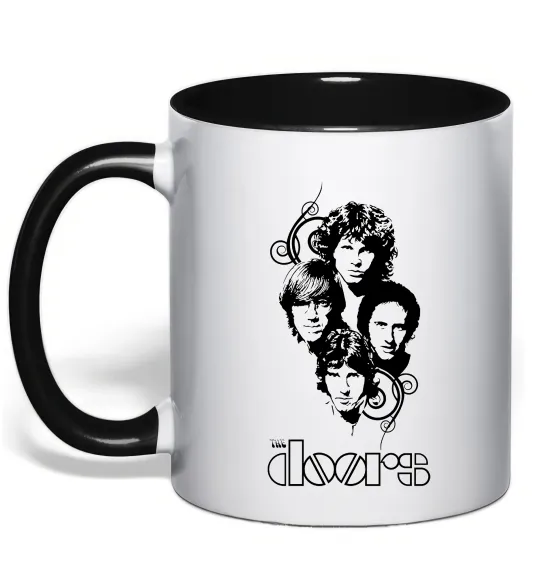 Чашка з кольоровою ручкою The Doors band Чорний фото