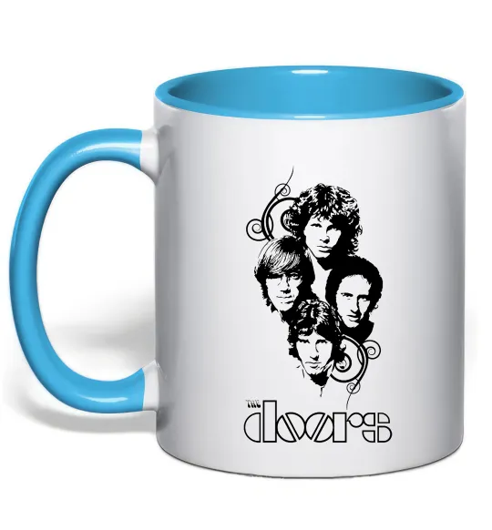 Чашка з кольоровою ручкою The Doors band Блакитний фото
