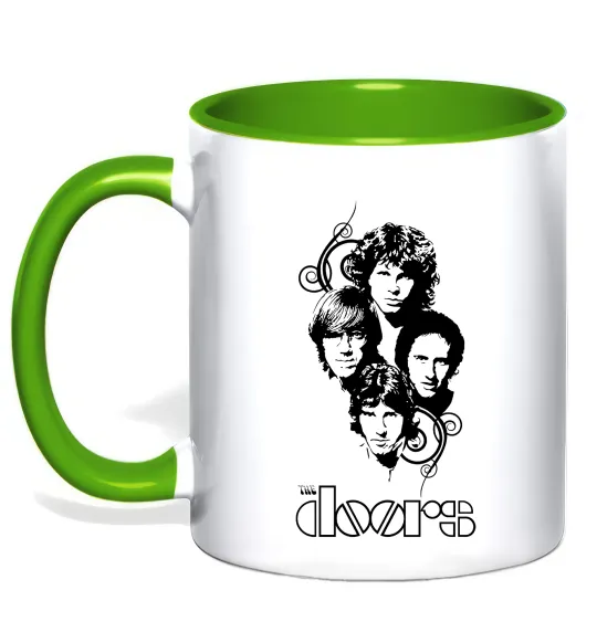 Чашка з кольоровою ручкою The Doors band Зелений фото