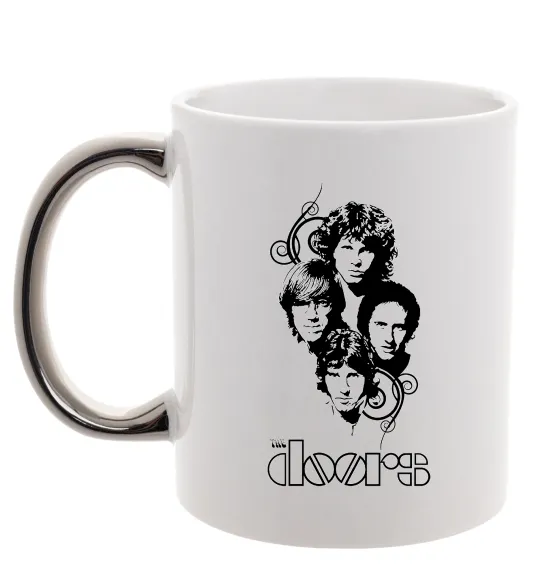 Чашка з кольоровою ручкою The Doors band Срібло фото