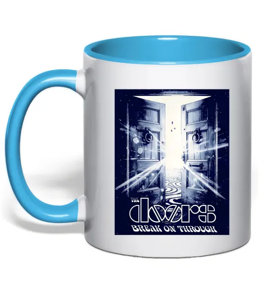 Чашка з кольоровою ручкою The Doors break on through Блакитний фото