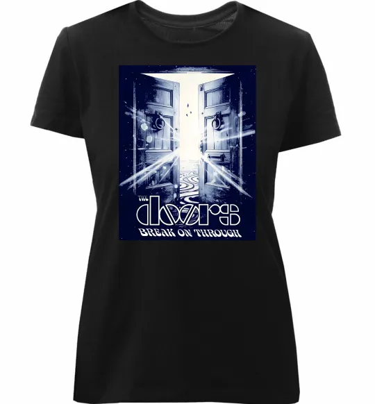 Жіноча преміум футболка The Doors break on through Чорний фото