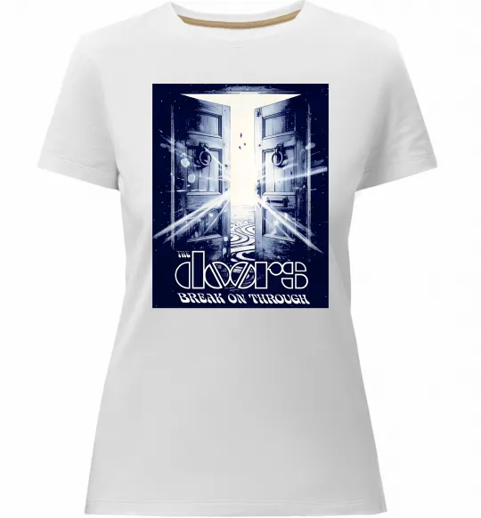 Жіноча преміум футболка The Doors break on through Білий фото