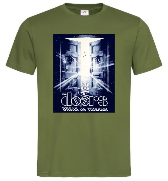 Чоловіча футболка The Doors break on through Оливковий фото
