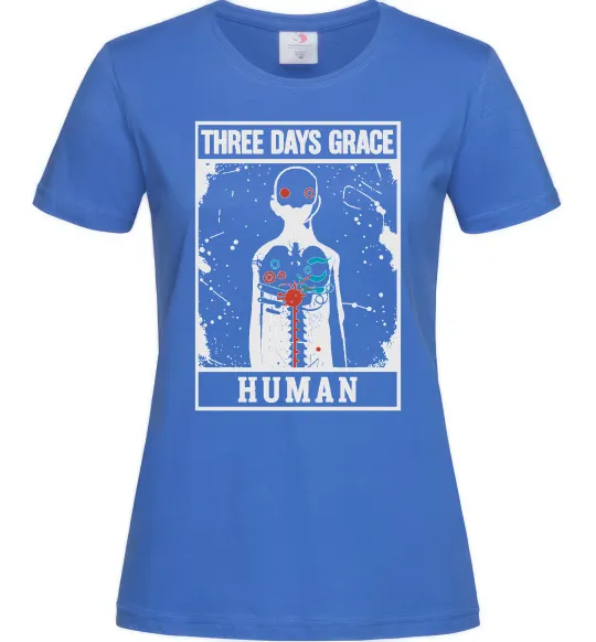 Жіноча футболка Three days grace Human Яскраво-синій фото