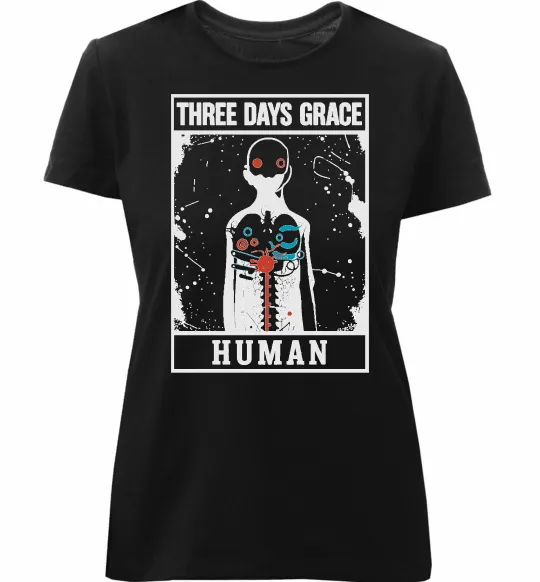 Жіноча преміум футболка Three days grace Human Чорний фото