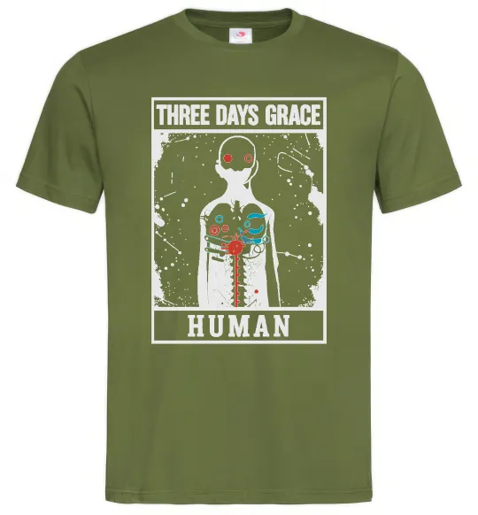 Чоловіча футболка Three days grace Human Оливковий фото