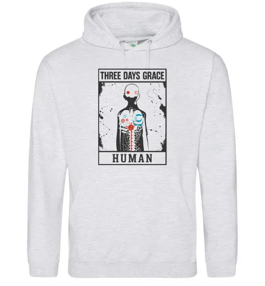 Чоловіча толстовка (худі) Three days grace Human Сірий меланж фото