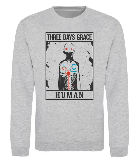 Світшот Three days grace Human Сірий меланж фото