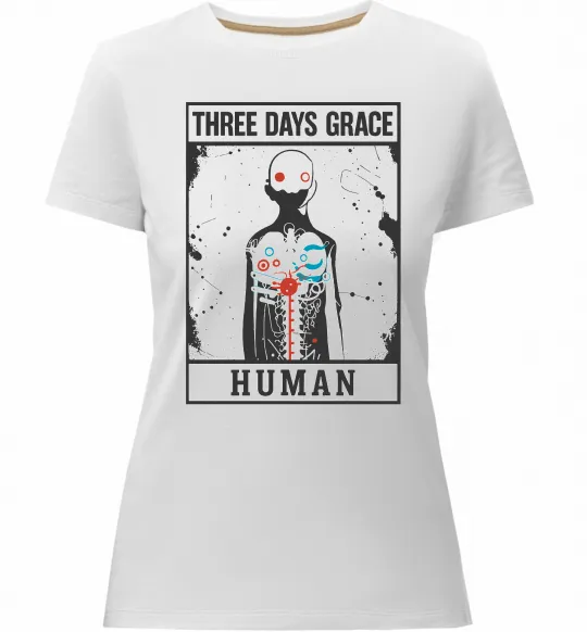 Жіноча преміум футболка Three days grace Human Білий фото