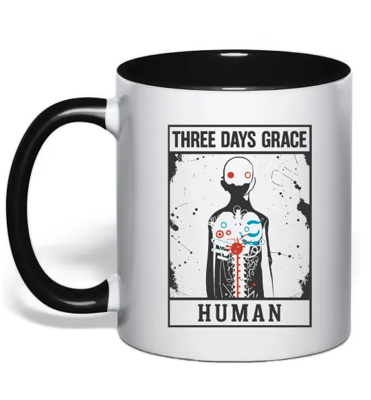 Чашка з кольоровою ручкою Three days grace Human Чорний фото