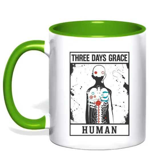 Чашка з кольоровою ручкою Three days grace Human Зелений фото