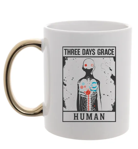 Чашка з кольоровою ручкою Three days grace Human Золото фото