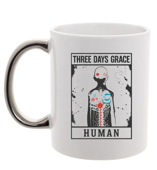 Чашка з кольоровою ручкою Three days grace Human Срібло фото