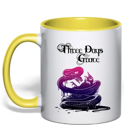 Чашка з кольоровою ручкою Three Days Grace snake Сонячно жовтий фото