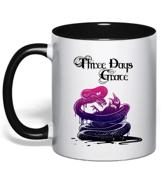 Чашка з кольоровою ручкою Three Days Grace snake Чорний фото