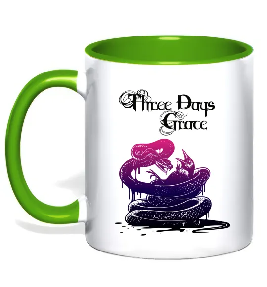 Чашка з кольоровою ручкою Three Days Grace snake Зелений фото