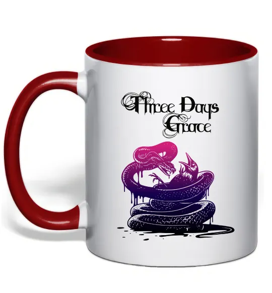 Чашка з кольоровою ручкою Three Days Grace snake Червоний фото