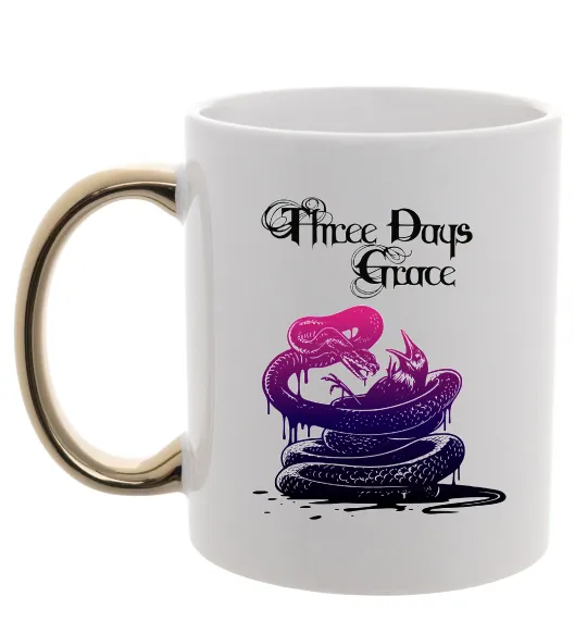 Чашка з кольоровою ручкою Three Days Grace snake Золото фото