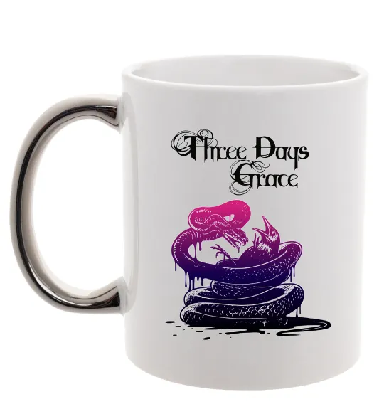 Чашка з кольоровою ручкою Three Days Grace snake Срібло фото