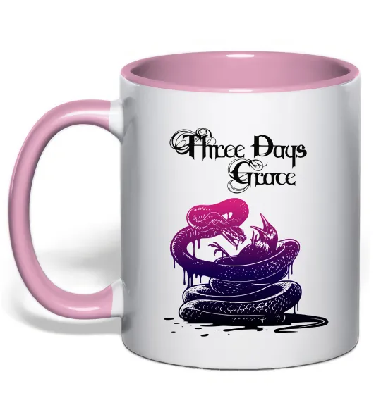 Чашка з кольоровою ручкою Three Days Grace snake Ніжно рожевий фото