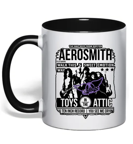 Чашка з кольоровою ручкою Aerosmith toys in the Attic Чорний фото