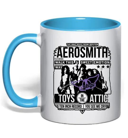 Чашка з кольоровою ручкою Aerosmith toys in the Attic Блакитний фото