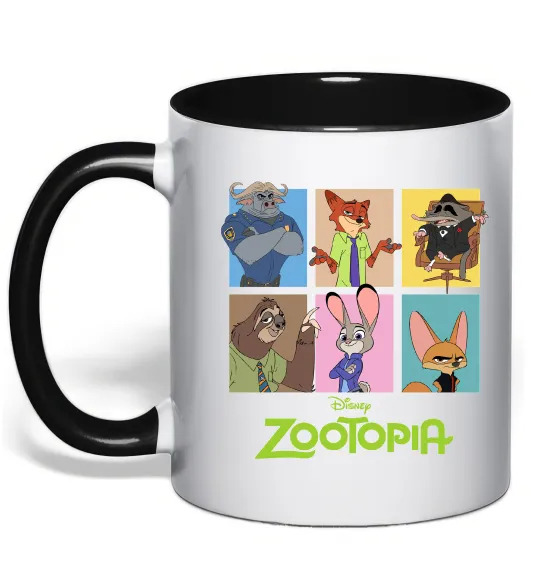 Чашка з кольоровою ручкою Зоотрополіс Чорний фото