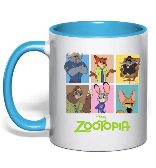 Чашка з кольоровою ручкою Зоотрополіс Блакитний фото