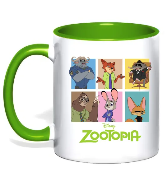 Чашка з кольоровою ручкою Зоотрополіс Зелений фото