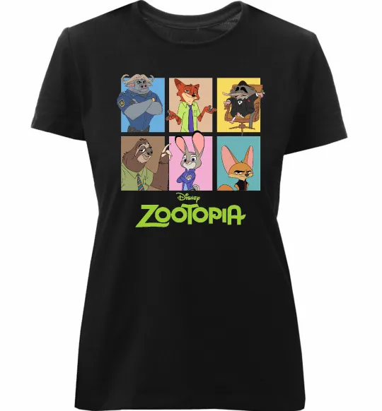 Жіноча преміум футболка Зоотрополіс Чорний фото
