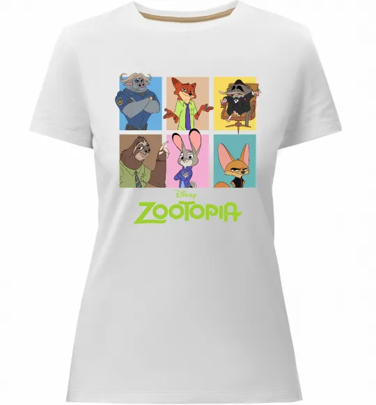 Жіноча преміум футболка Зоотрополіс Білий фото