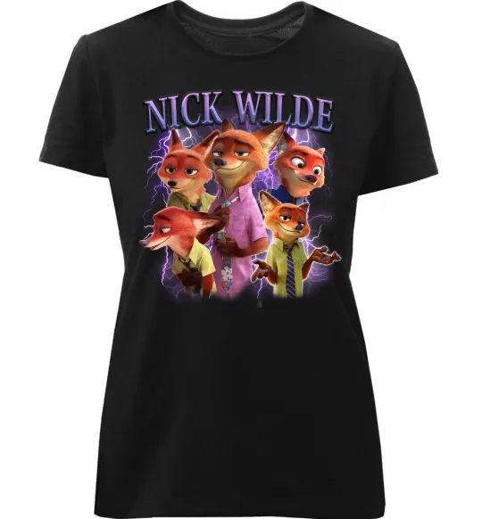 Женская премиум футболка Nick Wilde Черный фото