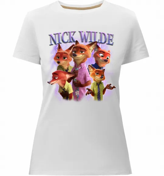 Женская премиум футболка Nick Wilde Белый фото
