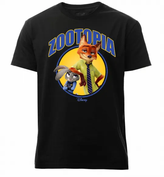 Мужская премиум футболка Нік та Джуді Зоотрополіс Черный фото