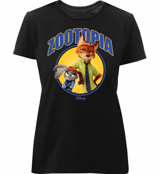 Женская премиум футболка Нік та Джуді Зоотрополіс Черный фото