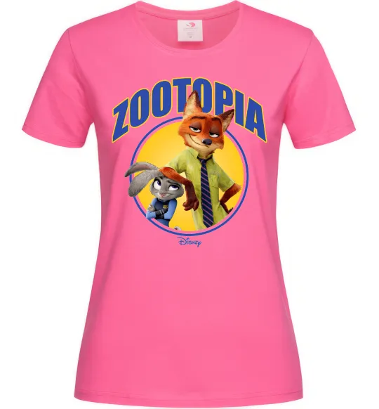 Женская футболка Нік та Джуді Зоотрополіс Ярко-розовый фото